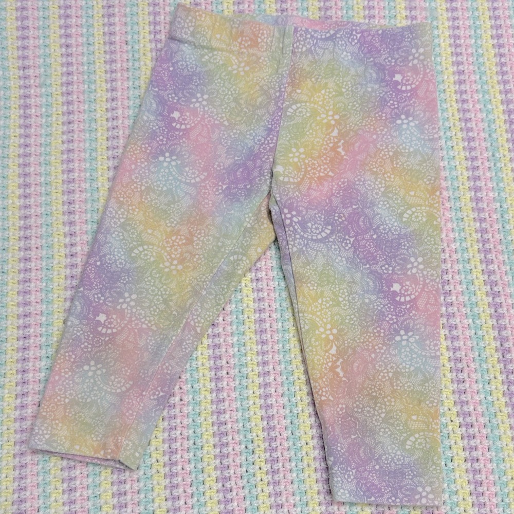 Wonder Nation Pastel Rainbow Cotton Capri Kids Leggings Girls Soize XS ( 4-5 ) !